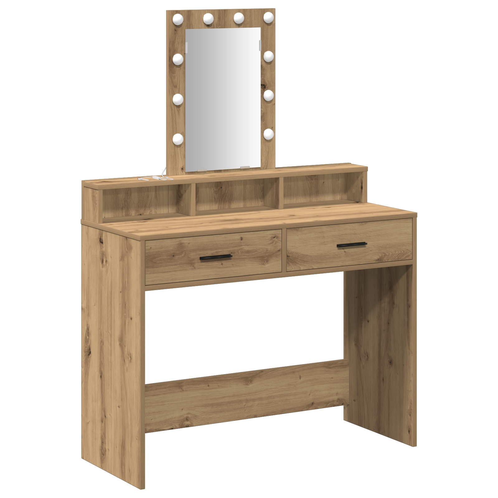 Sminkebord med LED-lamper Artisan Eik 100x41x140 cm