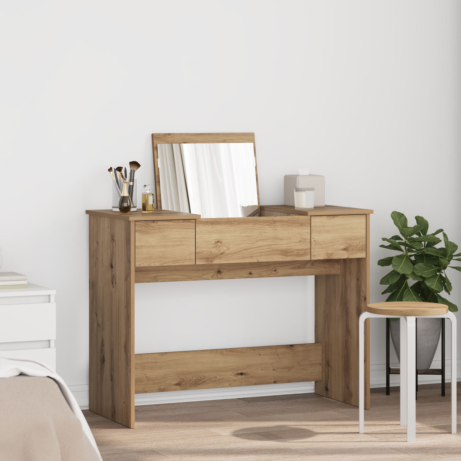 Dressing Bord med Speil Artisan Eik 100x45x76 cm