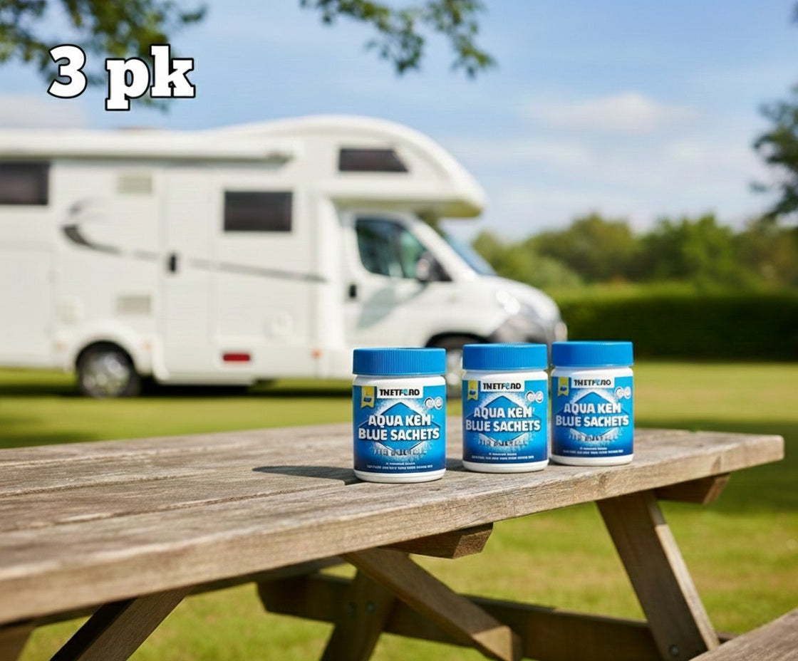 Thetford Aqua Blue Sachet 3pk - Effektivt sanitærmiddel i reisepakke