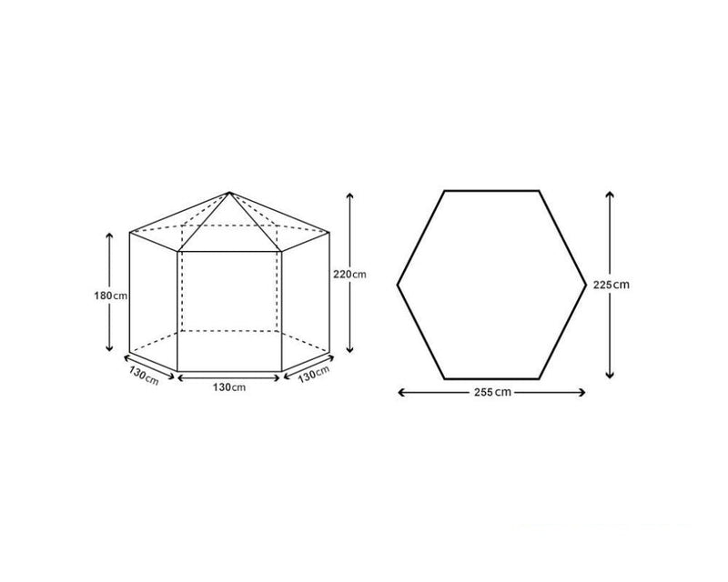 måltegning av fmt mini popup telt på hvit bakgrunn