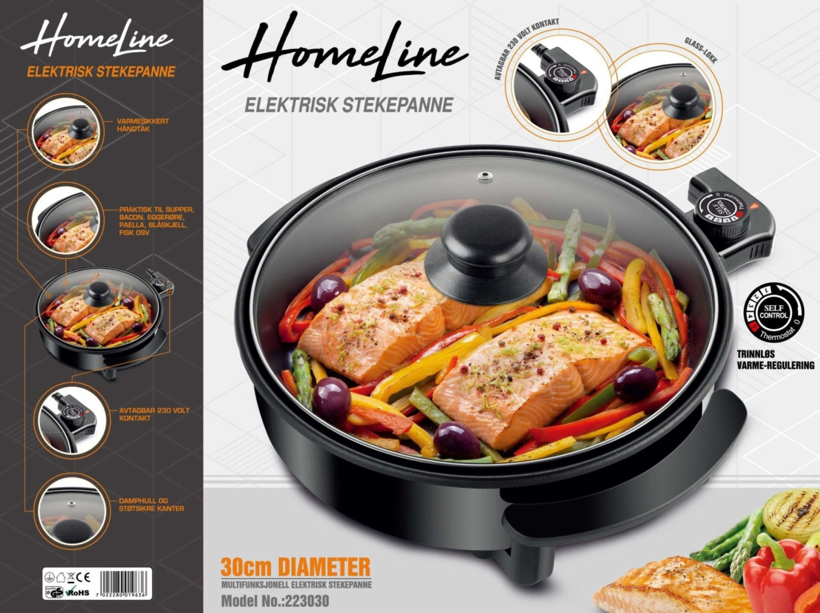 Stekepanne rund 30cm 1500w