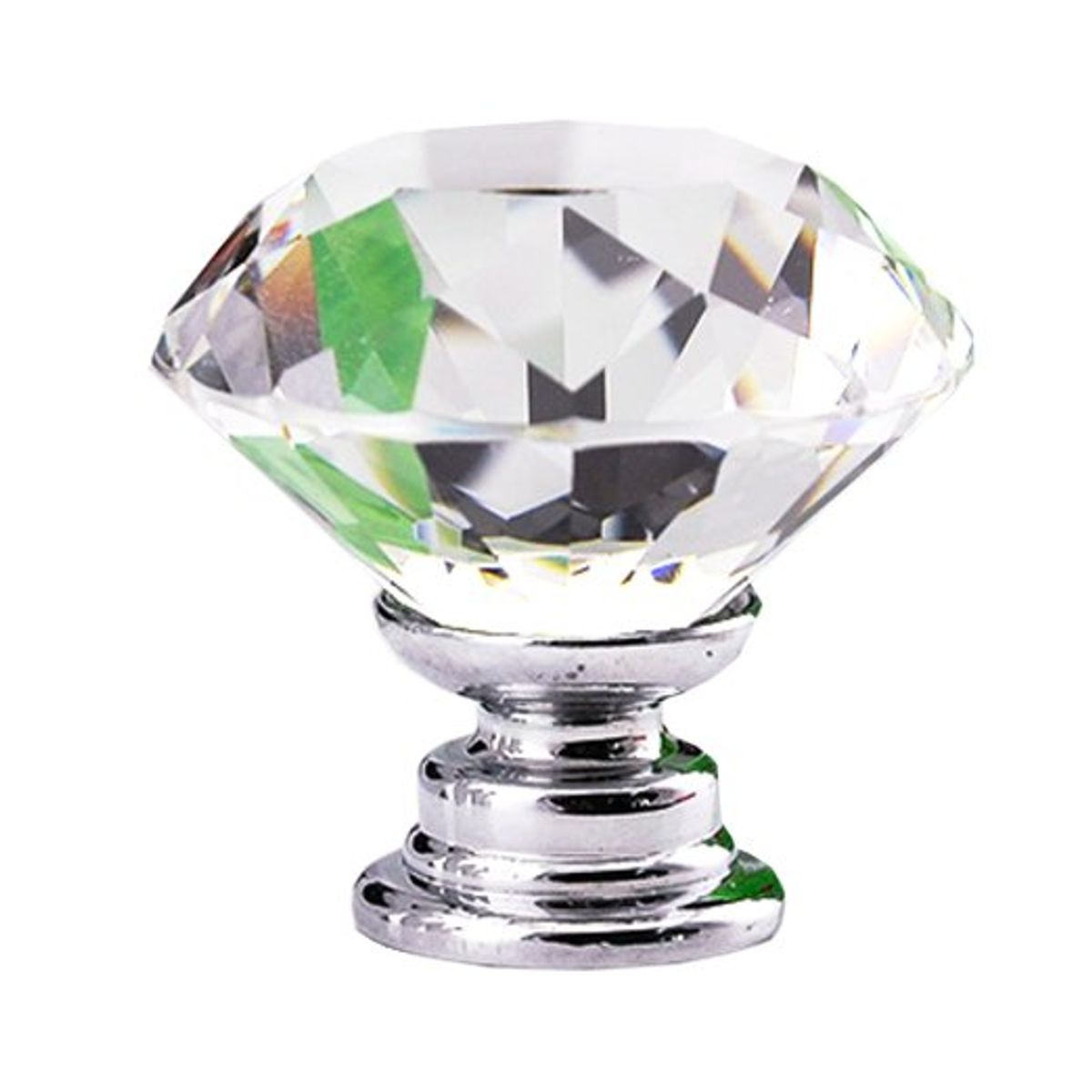 Dørknott / knotter krystall sølv 40 mm -