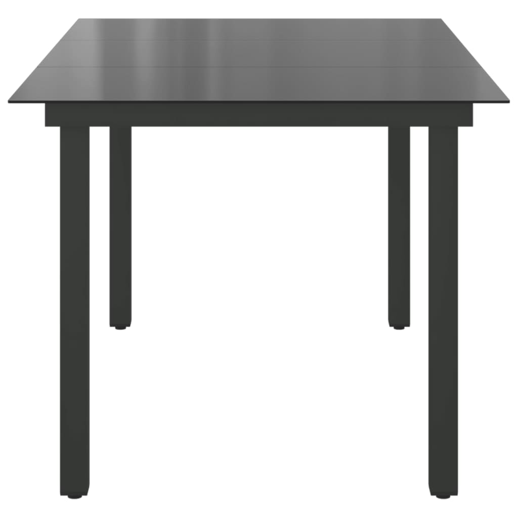 Hagebord svart 150x90x74 cm aluminium og glass
