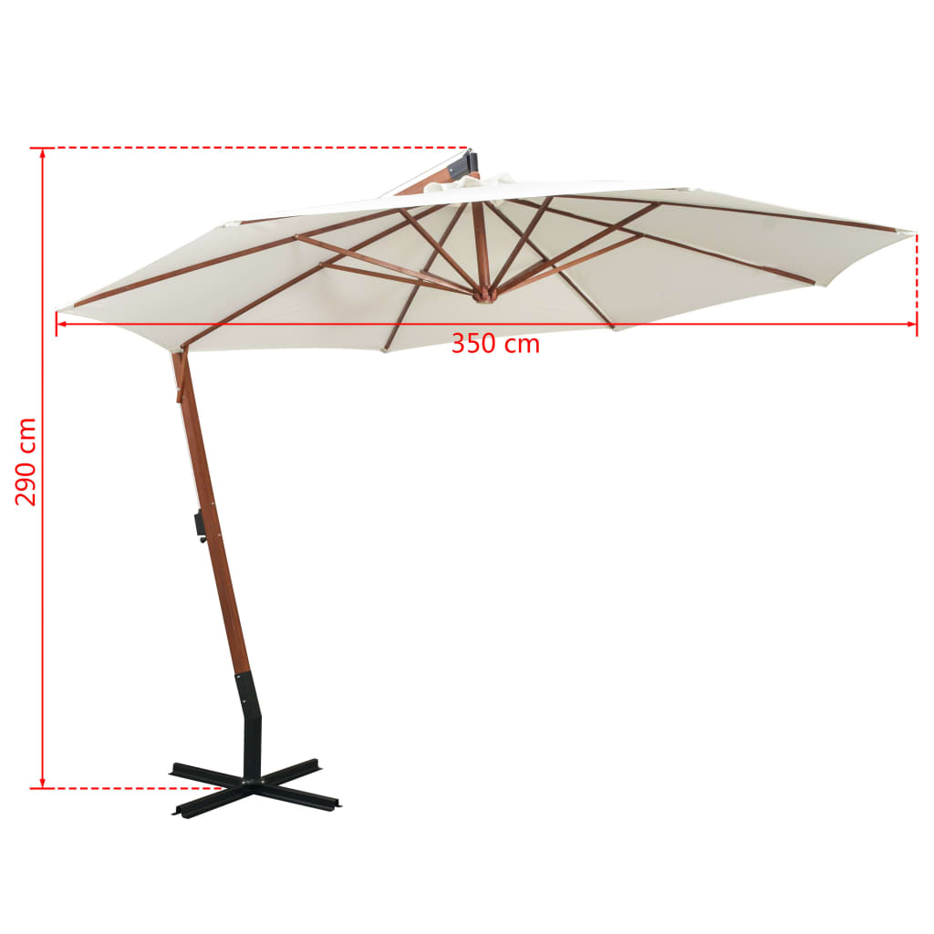 Hengeparasoll 350 cm trestang hvit