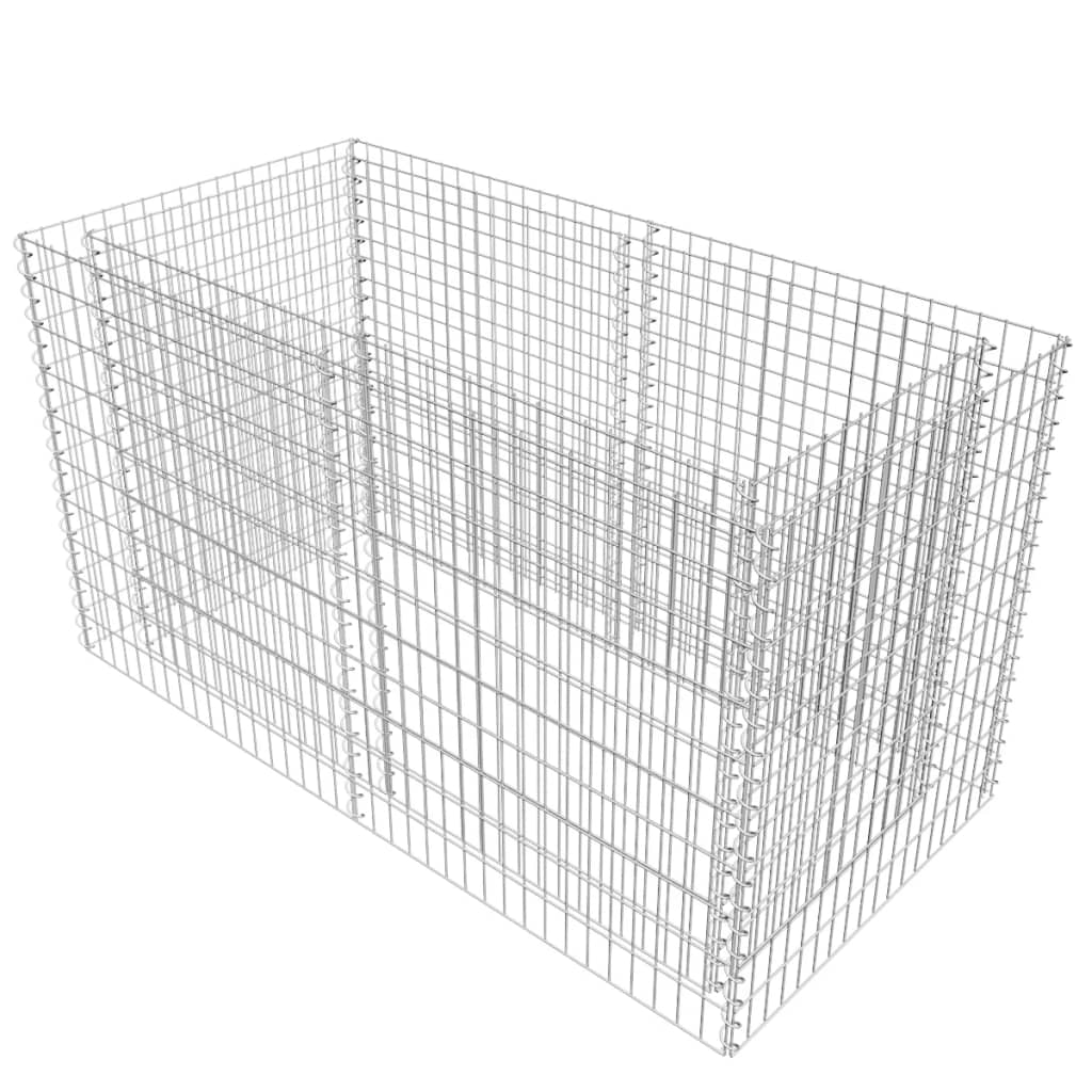 Gabion høybed stål 180x90x100 cm sølv