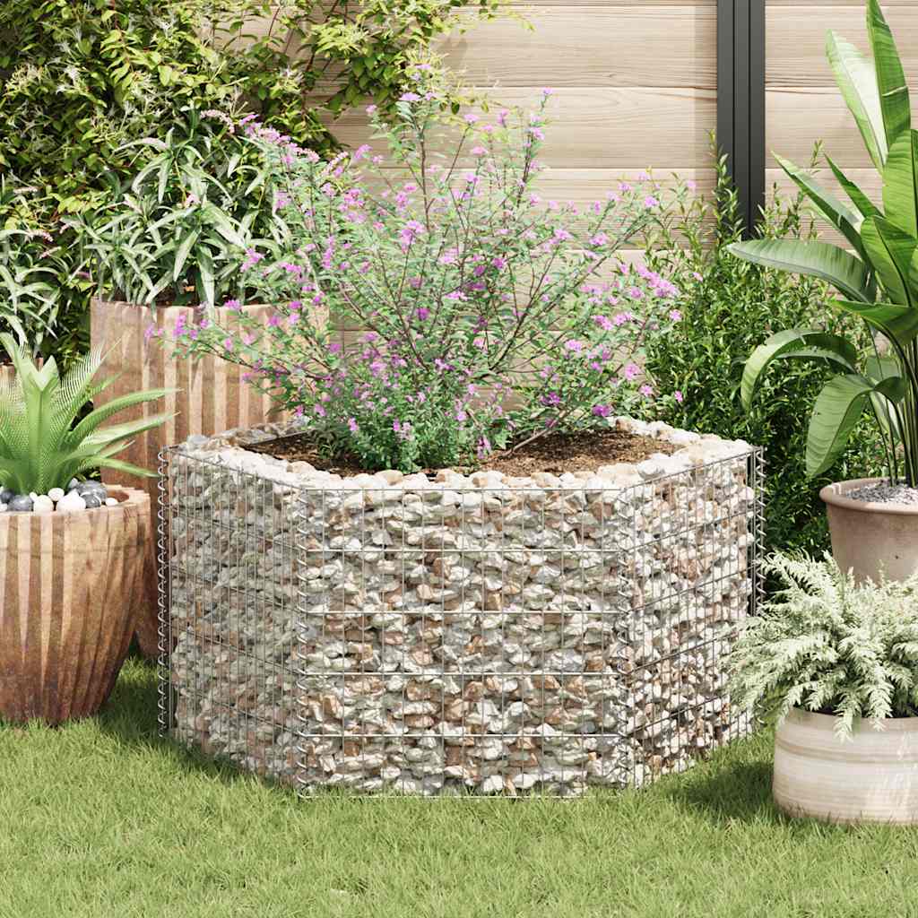 Gabion høybed sekskantet 100x90x50 cm