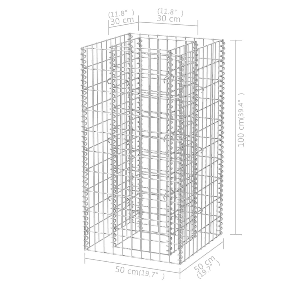 Gabion høybed stål 50x50x100 cm