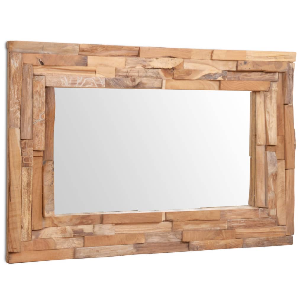 Dekorativt speil teak 90x60 cm rektangulært