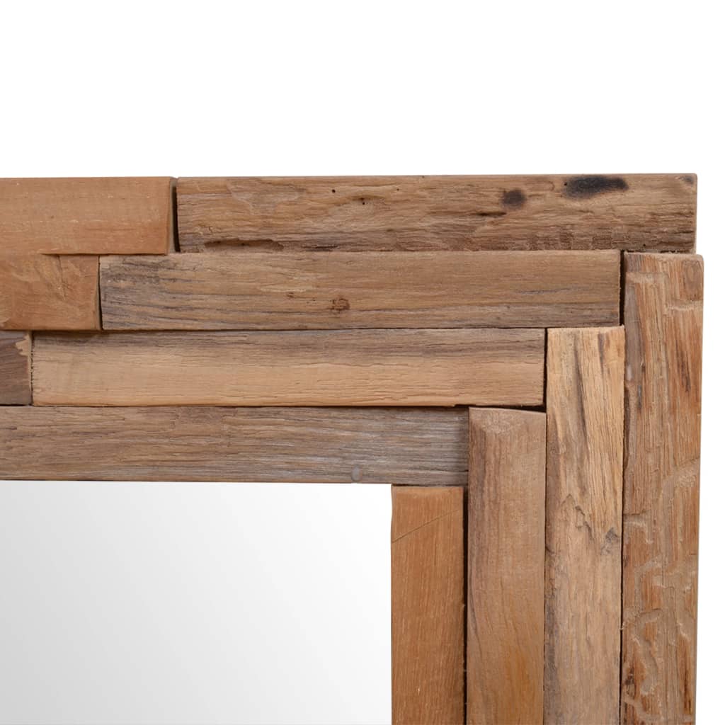 Dekorativt speil teak 90x60 cm rektangulært
