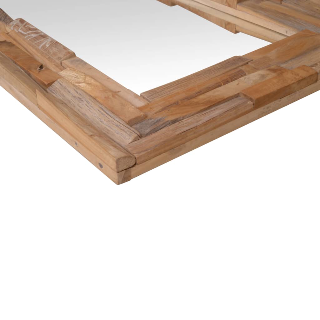 Dekorativt speil teak 90x60 cm rektangulært