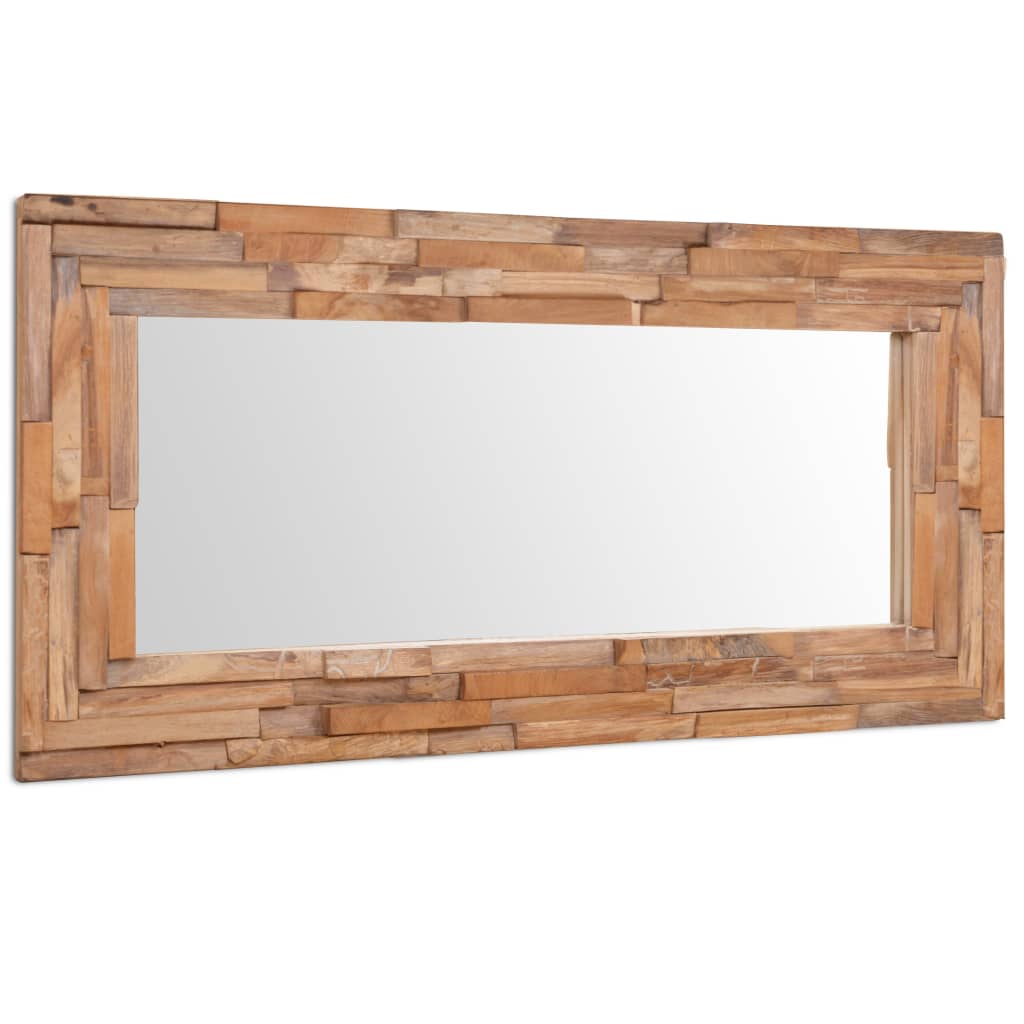 Dekorativt speil teak 120x60 cm rektangulært