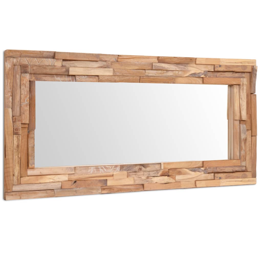 Dekorativt speil teak 120x60 cm rektangulært