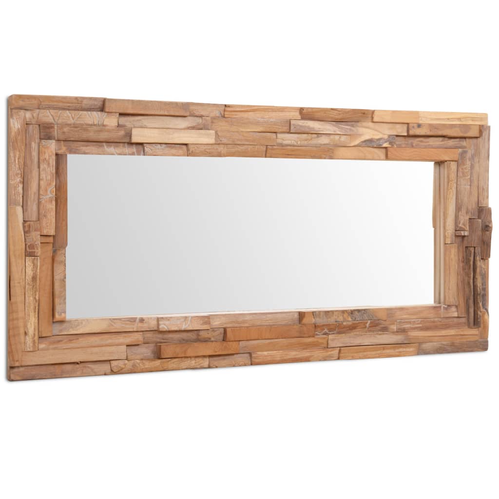 Dekorativt speil teak 120x60 cm rektangulært