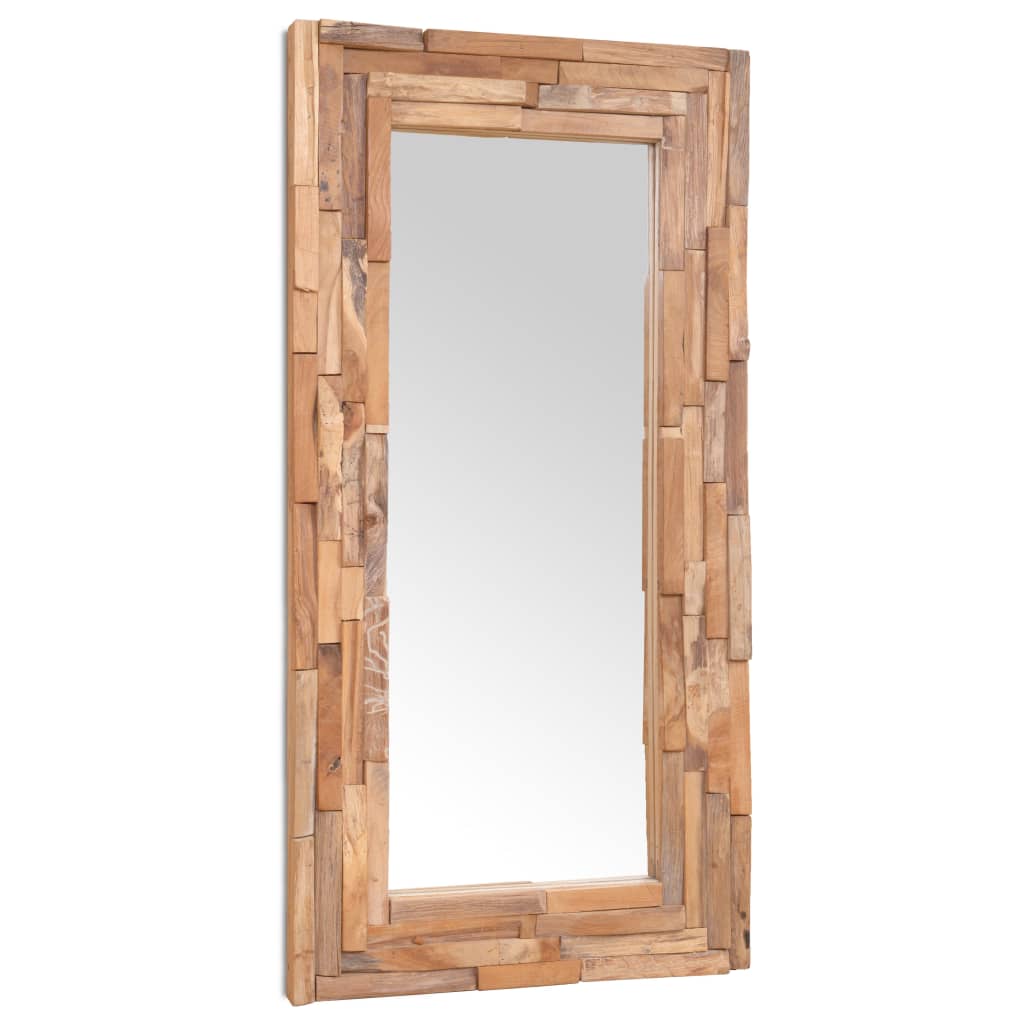 Dekorativt speil teak 120x60 cm rektangulært