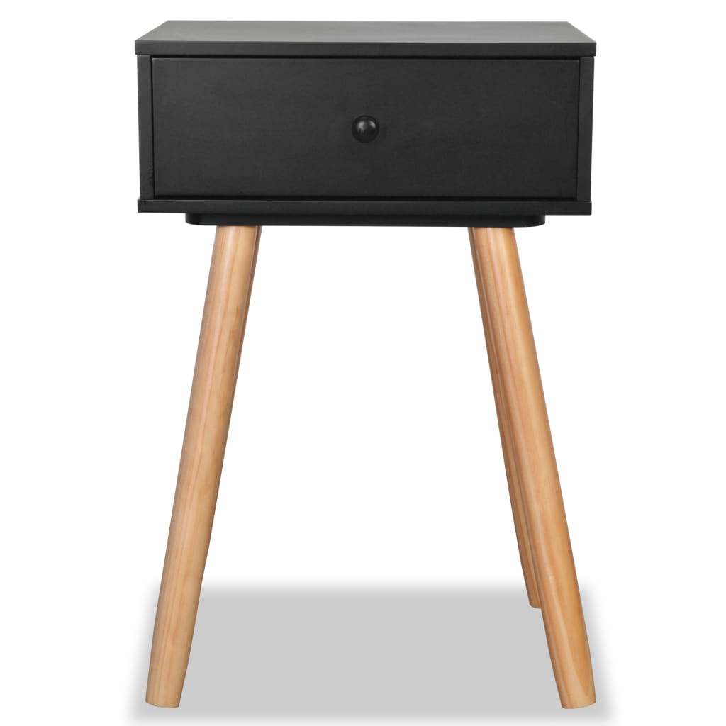 Nattbord 2 stk heltre furu 40x30x61 cm svart
