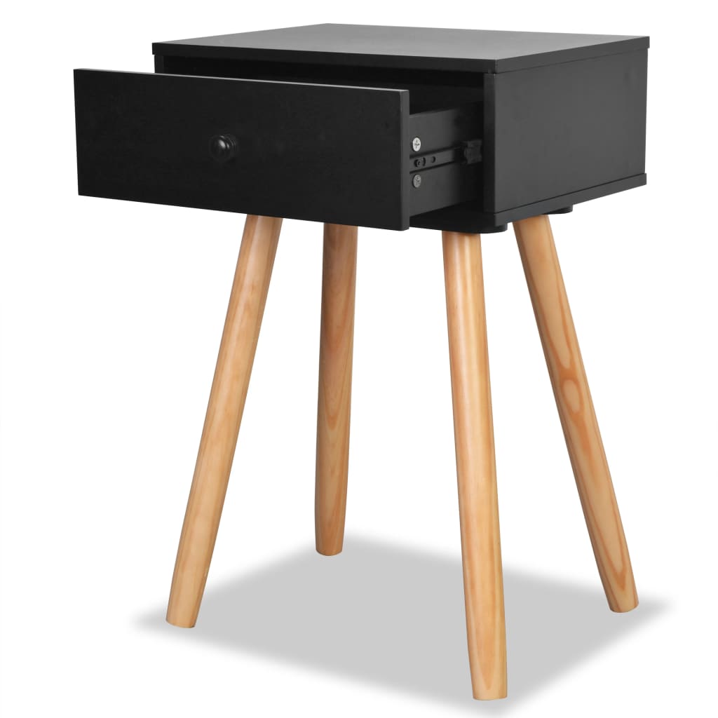 Nattbord 2 stk heltre furu 40x30x61 cm svart