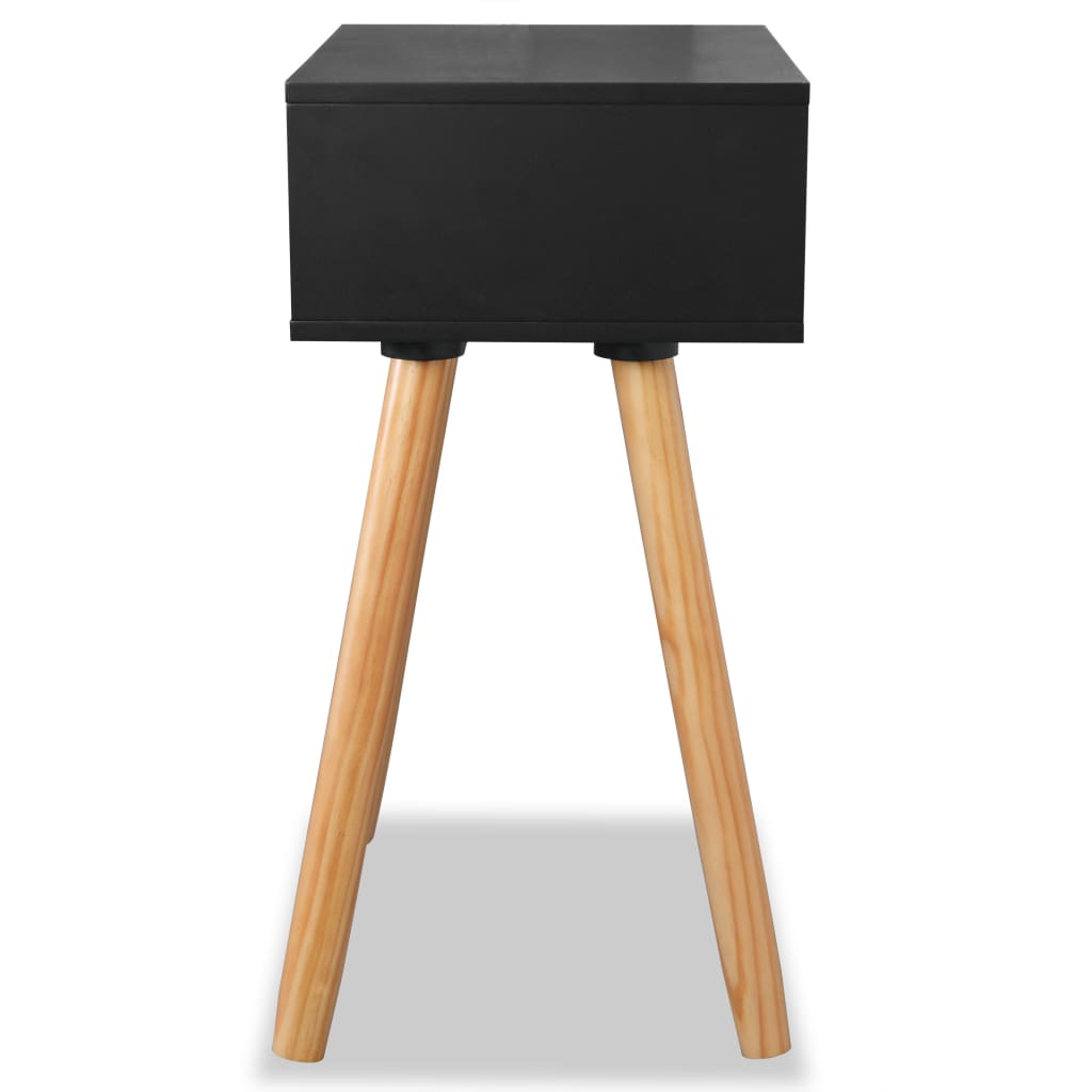 Nattbord 2 stk heltre furu 40x30x61 cm svart