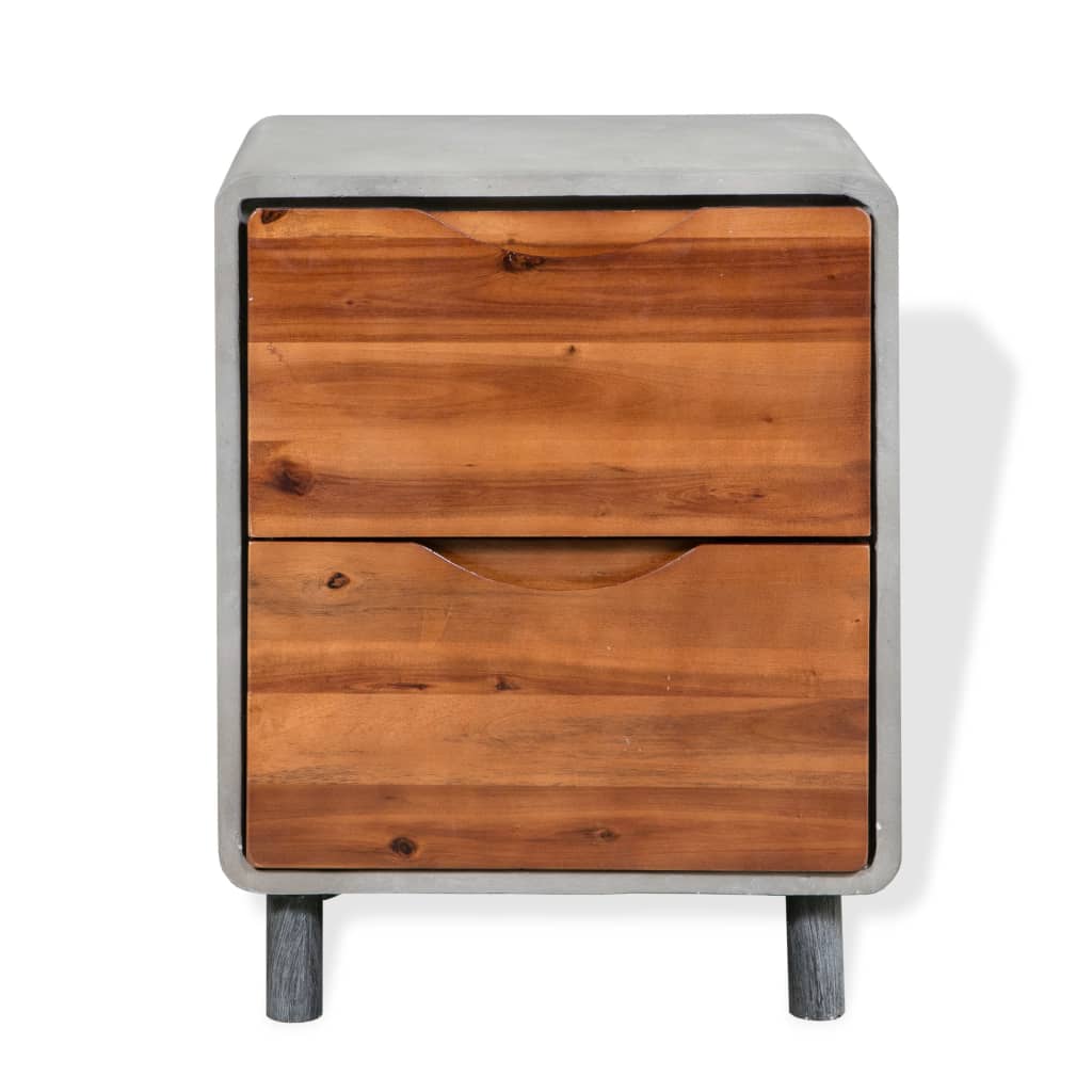 Nattbord betong heltre akasie 40x30x50 cm