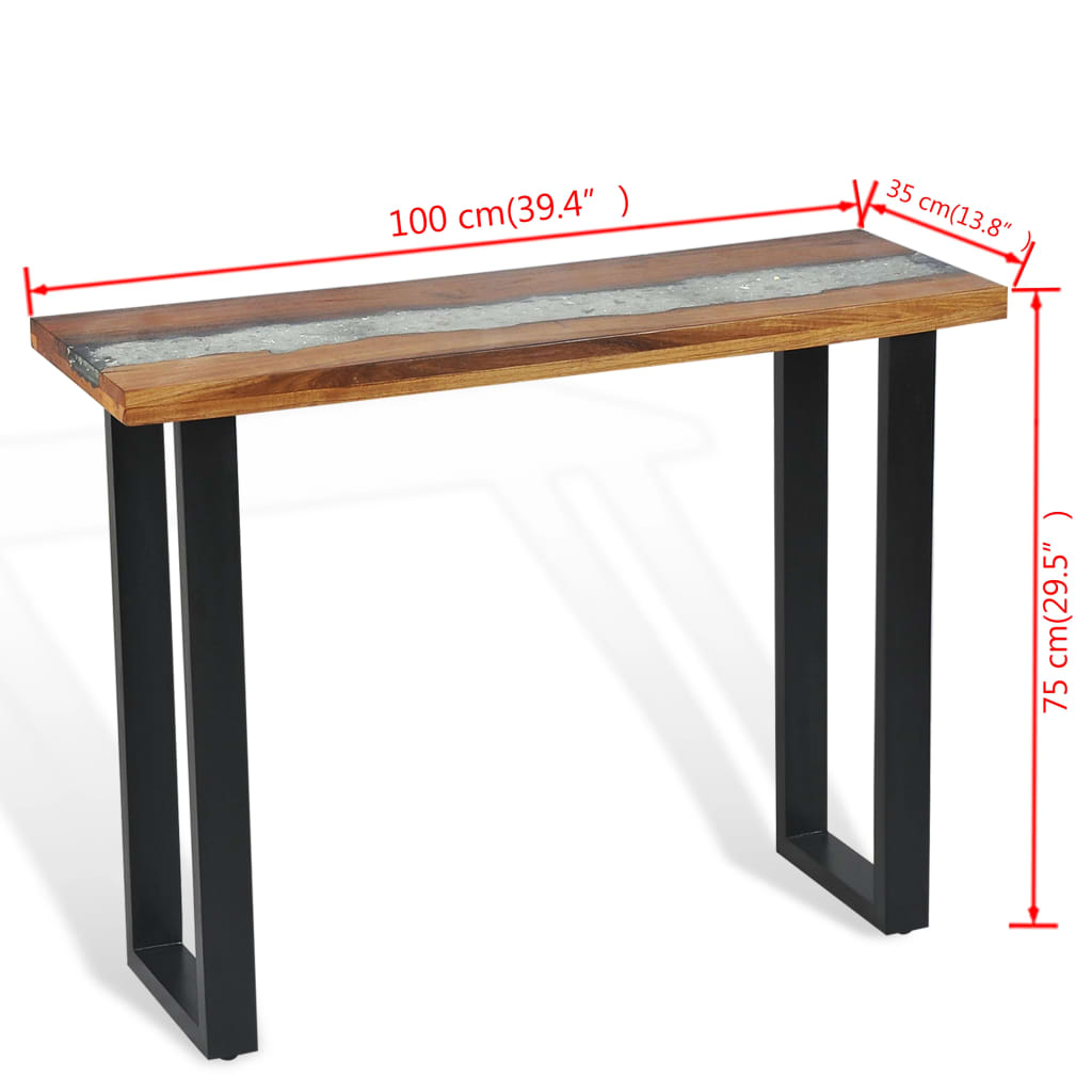 Konsollbord teak 100x35x75 cm