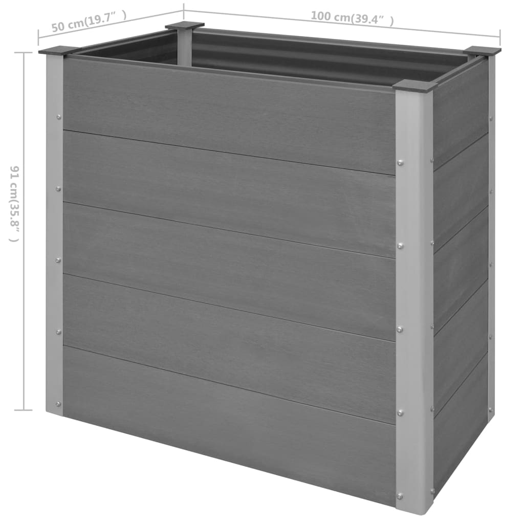 Høybed WPC 100x50x91 cm grå