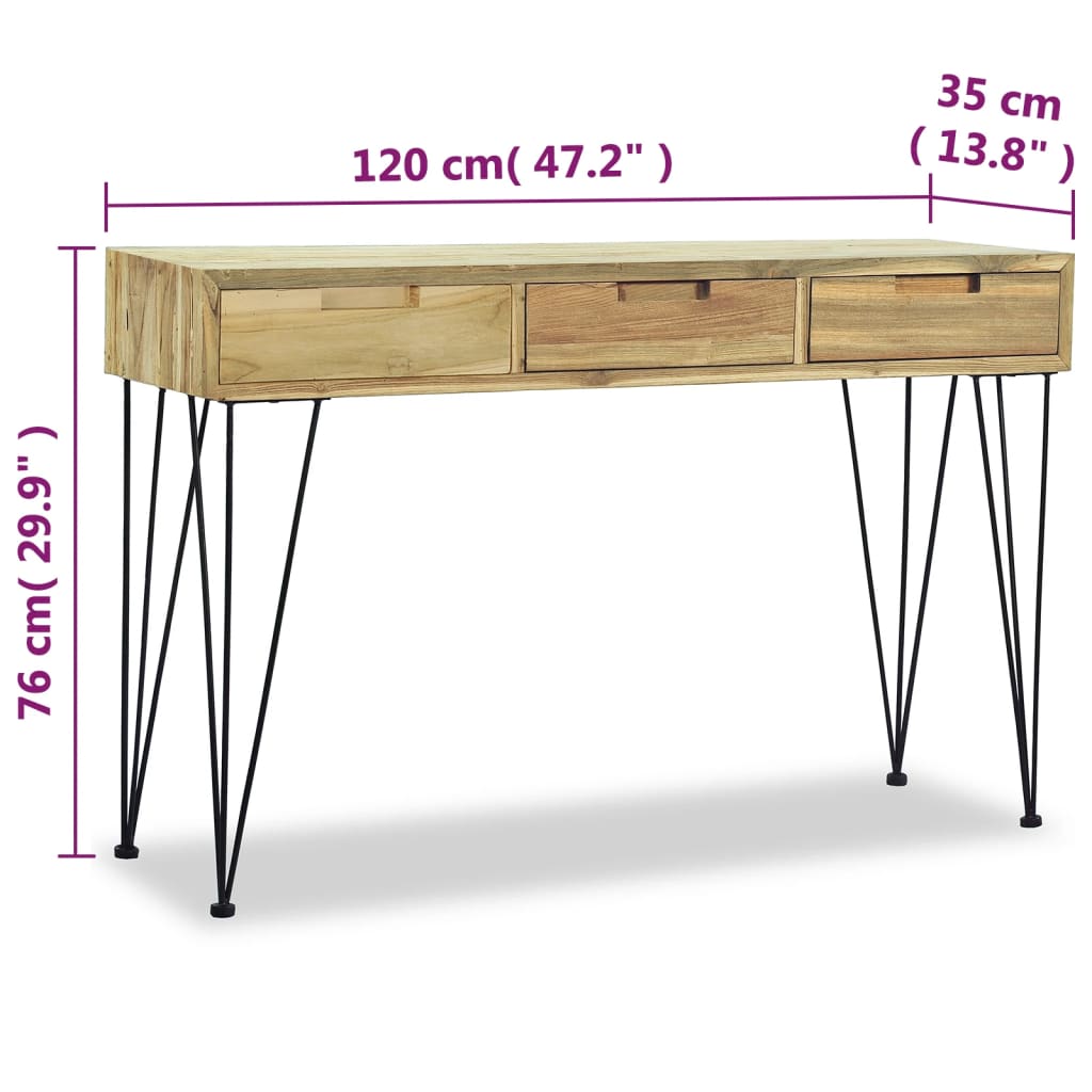 Konsollbord 120x35x76 cm massiv teak