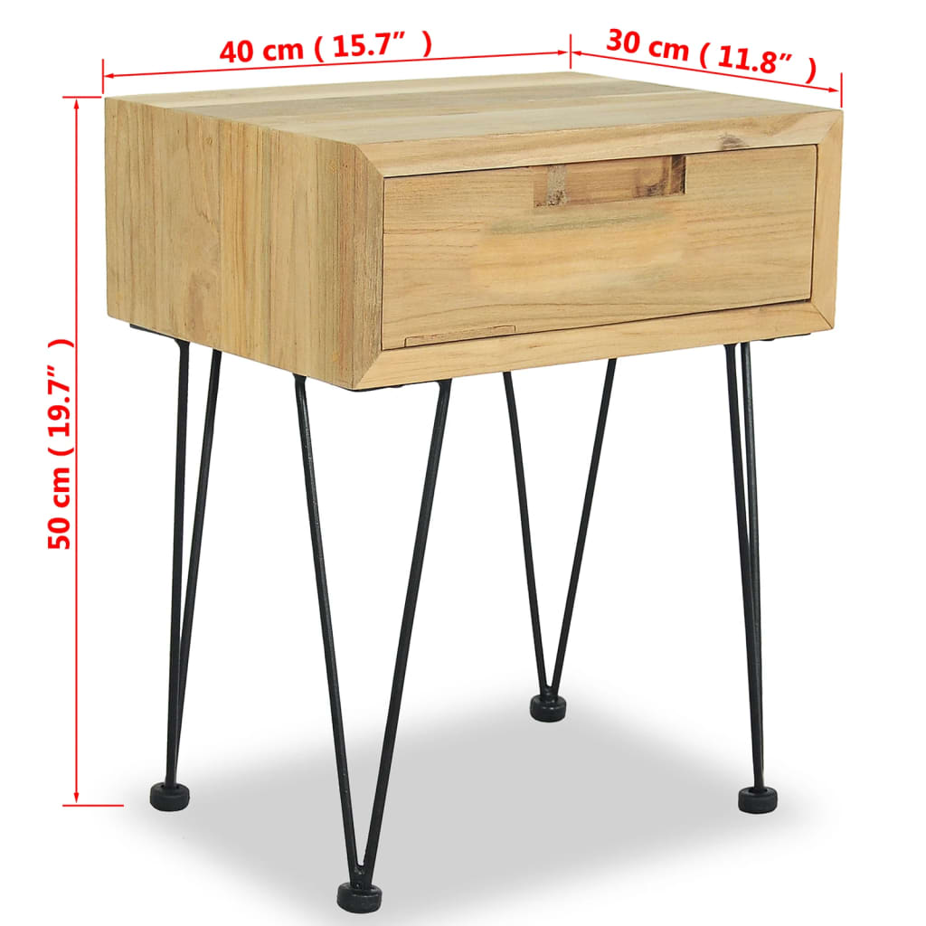 Nattbord 40x30x50 cm massiv teak