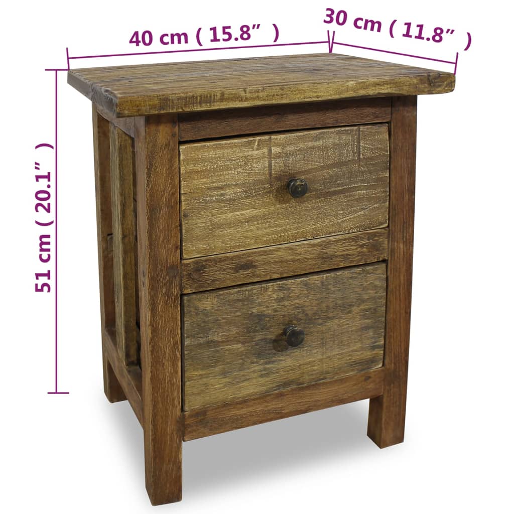 Nattbord massivt gjenvunnet tre 40x30x51 cm