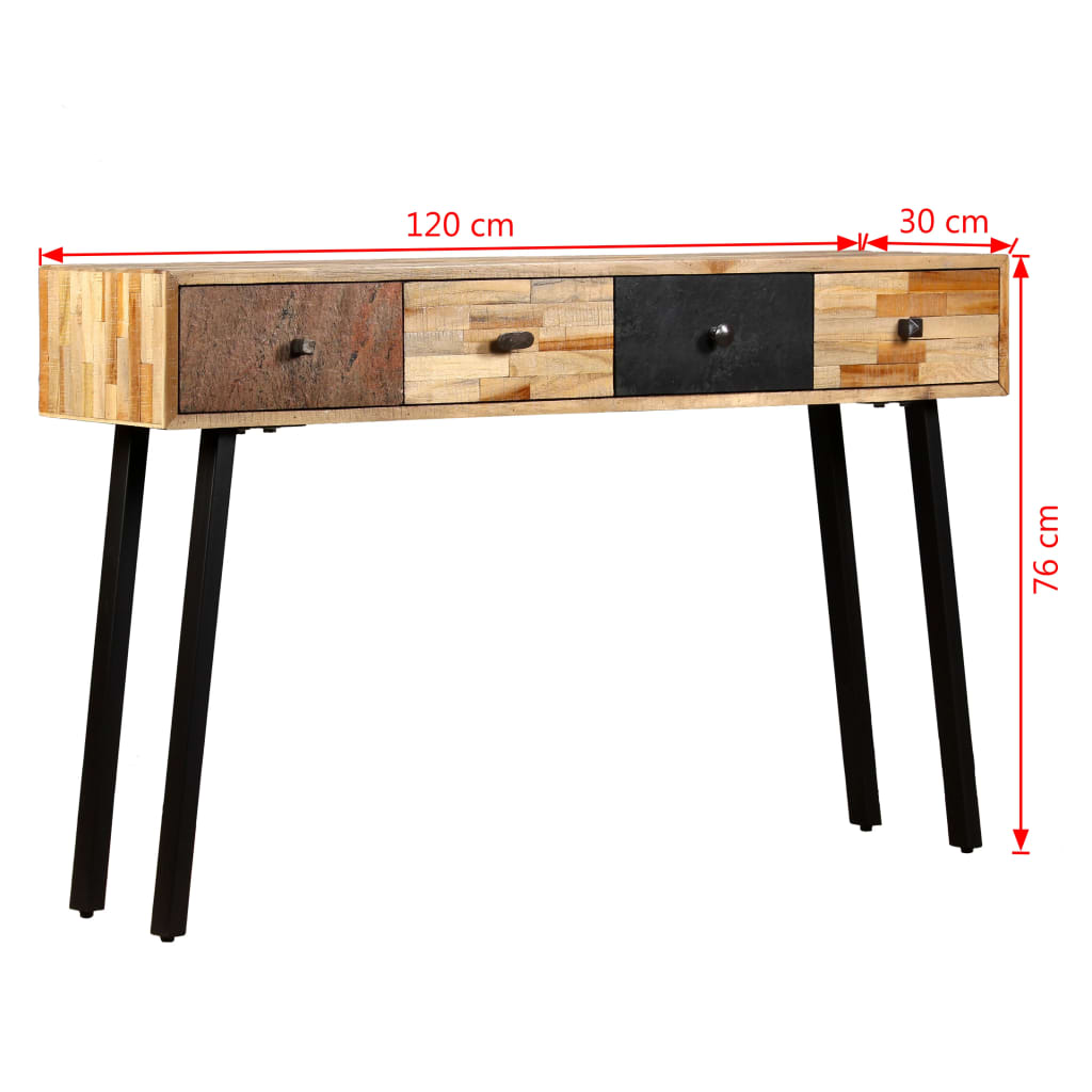 Konsollbord gjenvunnet heltre teak 120x30x76 cm