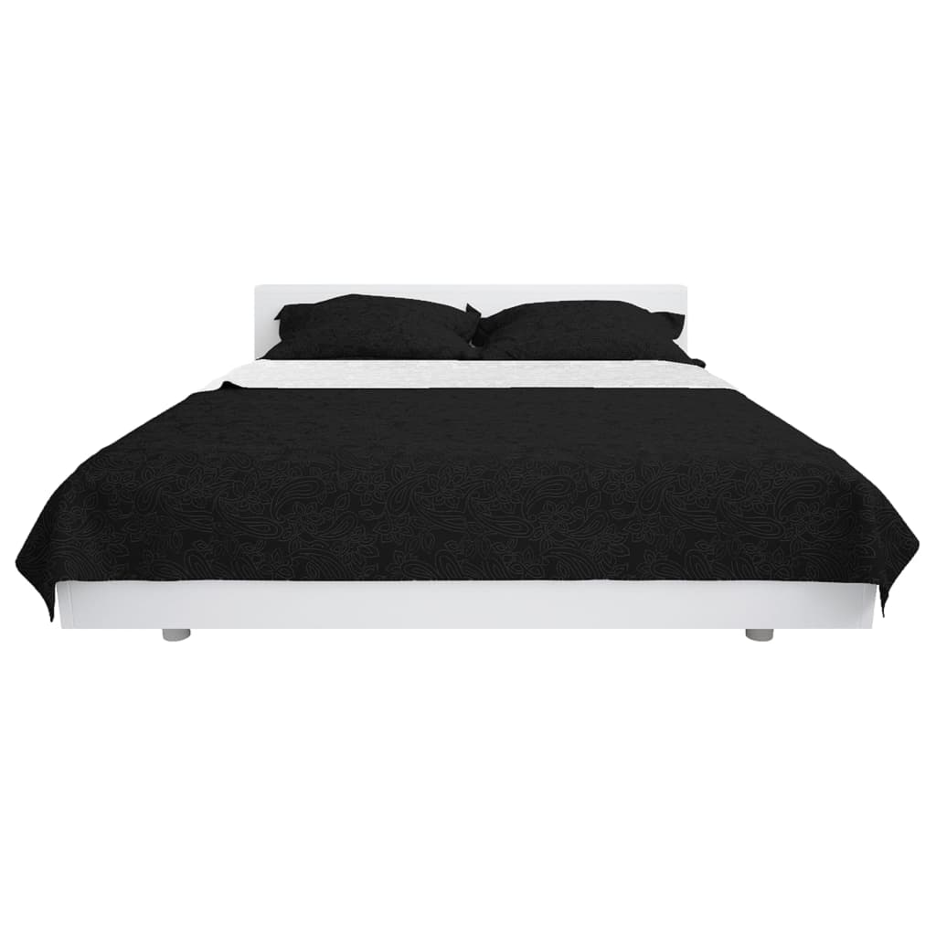 Dobbeltsidig vattert sengeteppe 170x210 cm svart og hvit