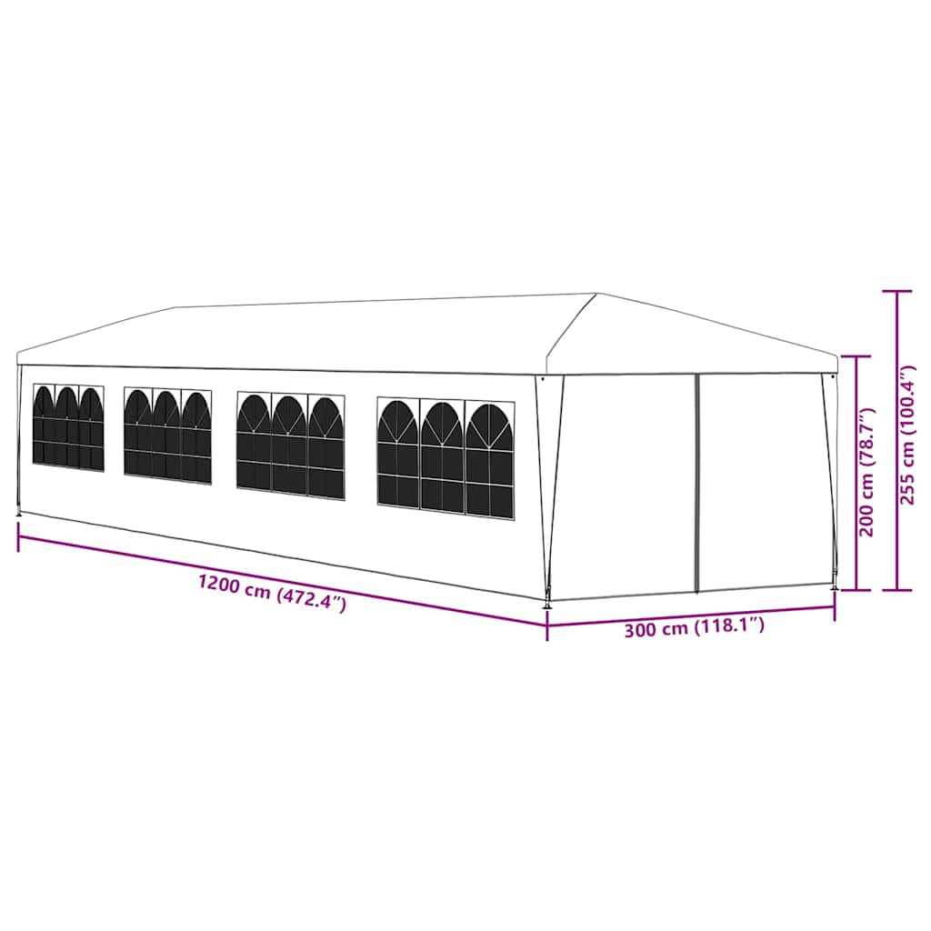 Hagetelt 3x12 m hvit