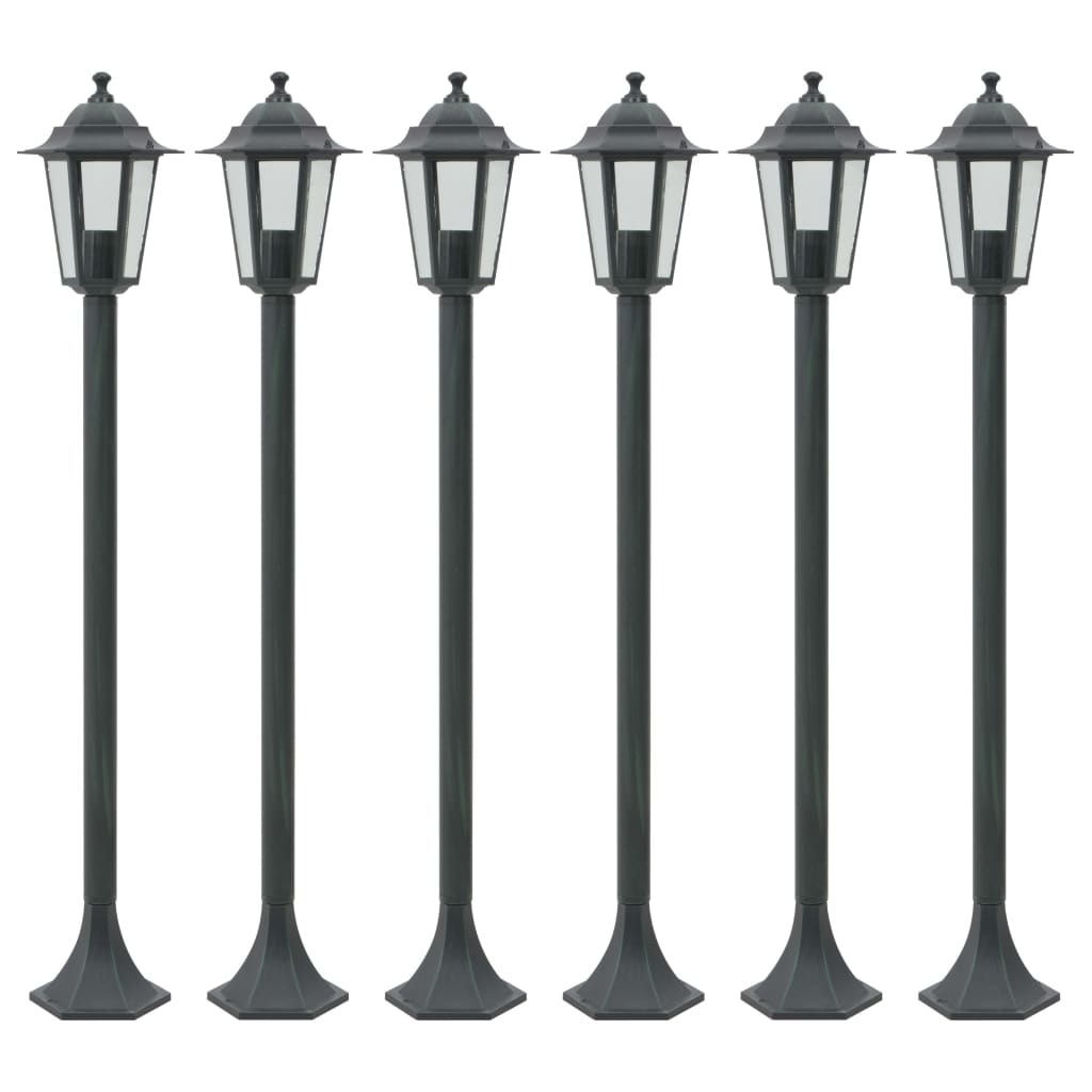 Hagelyktestolpe E27 110 cm 6 stk aluminium mørkegrønn