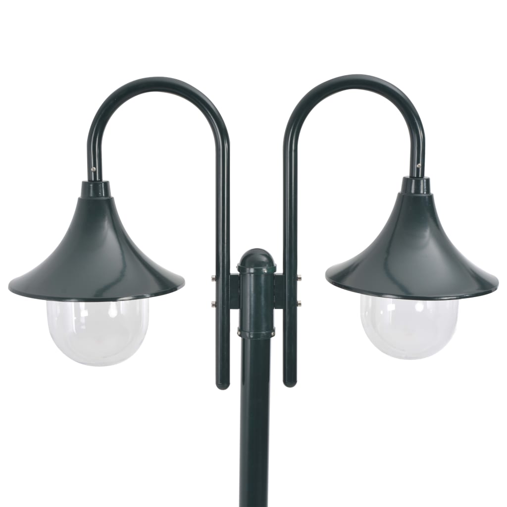 Hagelyktestolpe E27 220 cm aluminium 2 lamper mørkegrønn