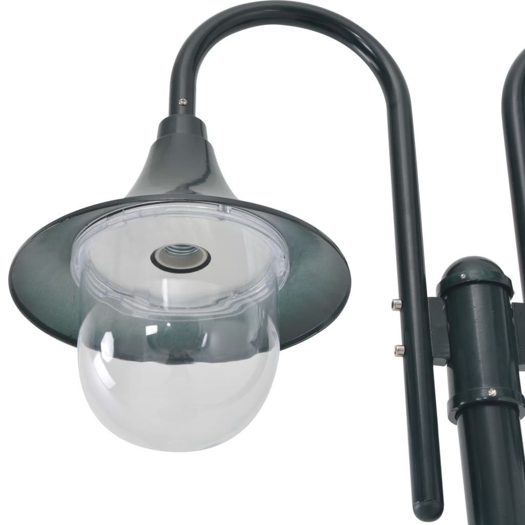 Hagelyktestolpe E27 220 cm aluminium 2 lamper mørkegrønn