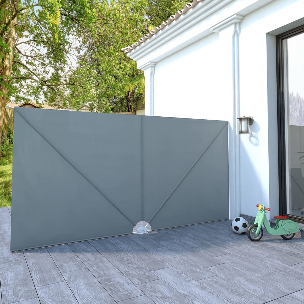 Sammenleggbar sidemarkise for terrasse grå 400x200 cm
