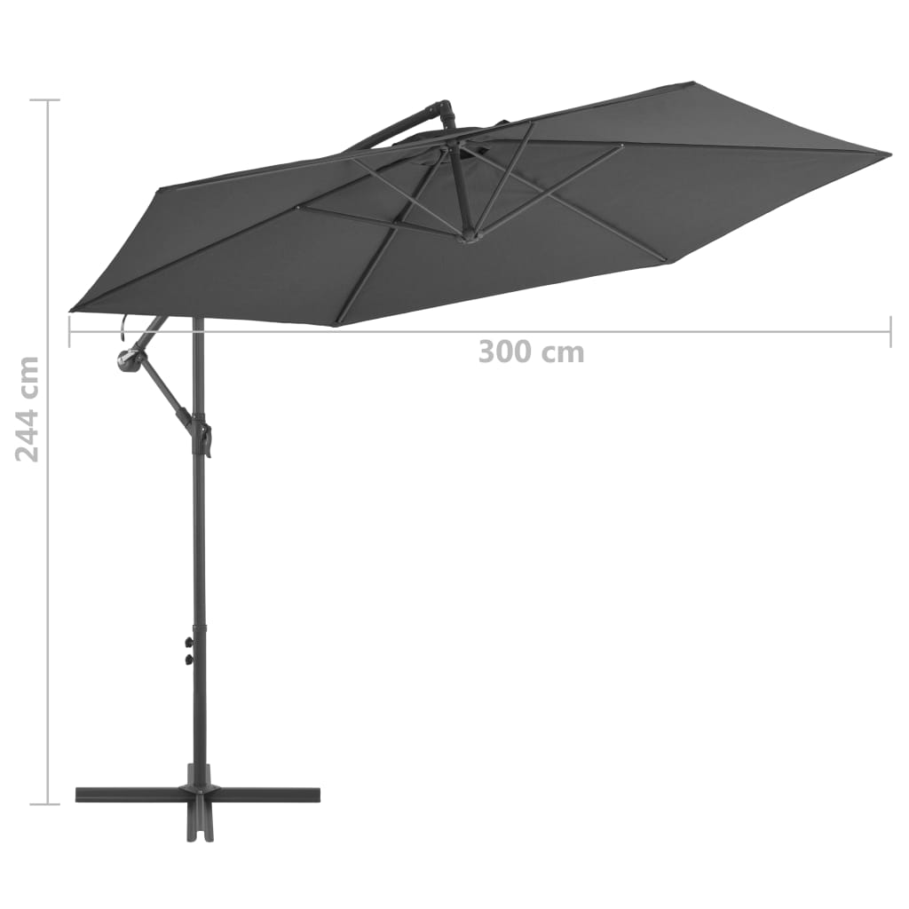 Hengeparasoll med aluminiumsstang 300 cm antrasitt