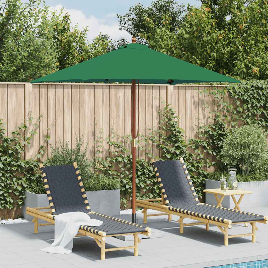 Parasoll med trestang 150x200 cm grønn
