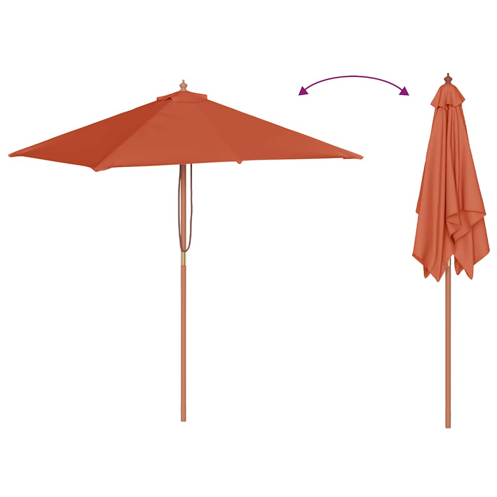 Parasoll med trestang 150x200 cm terrakotta