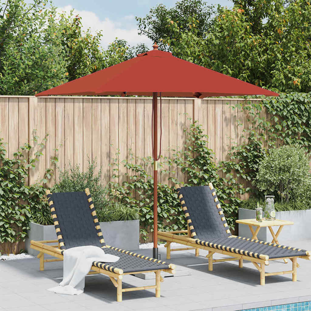Parasoll med trestang 150x200 cm terrakotta