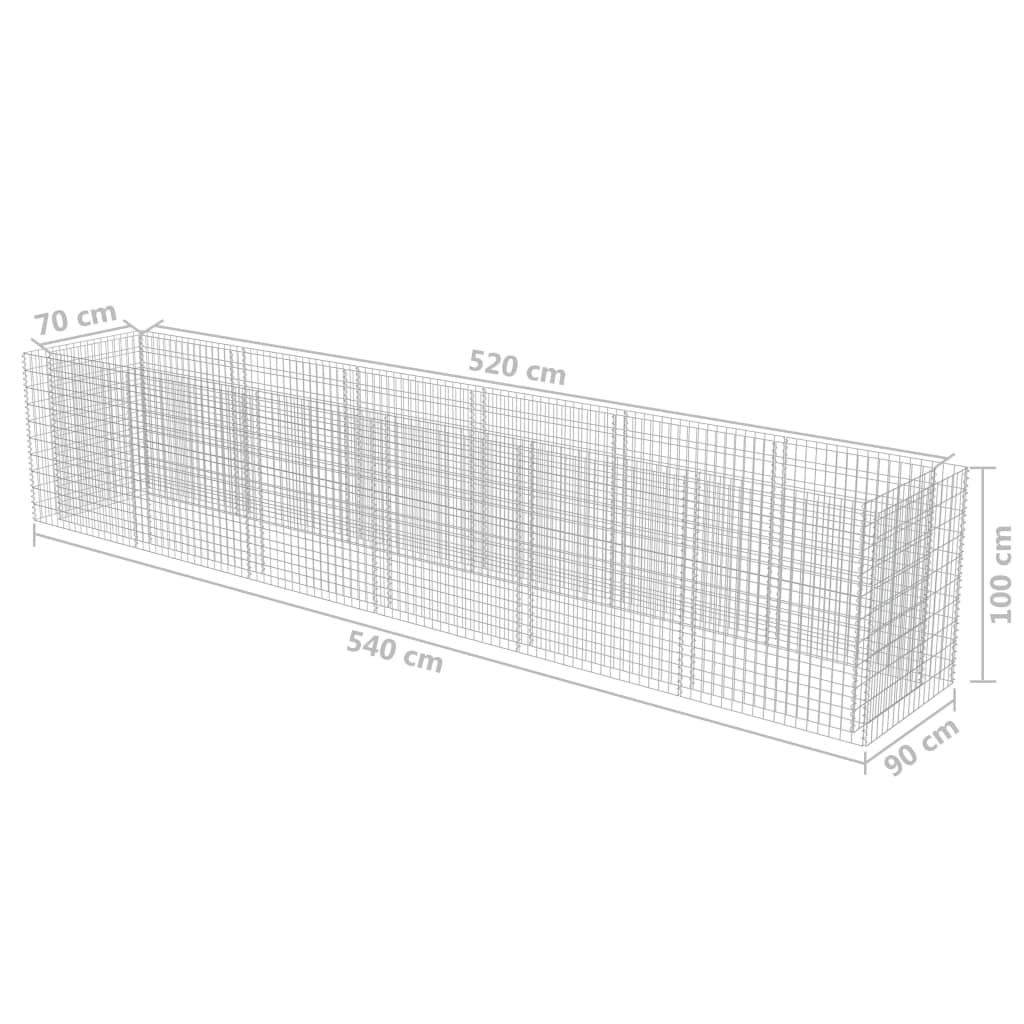 Gabion høybed galvanisert stål 540x90x100 cm