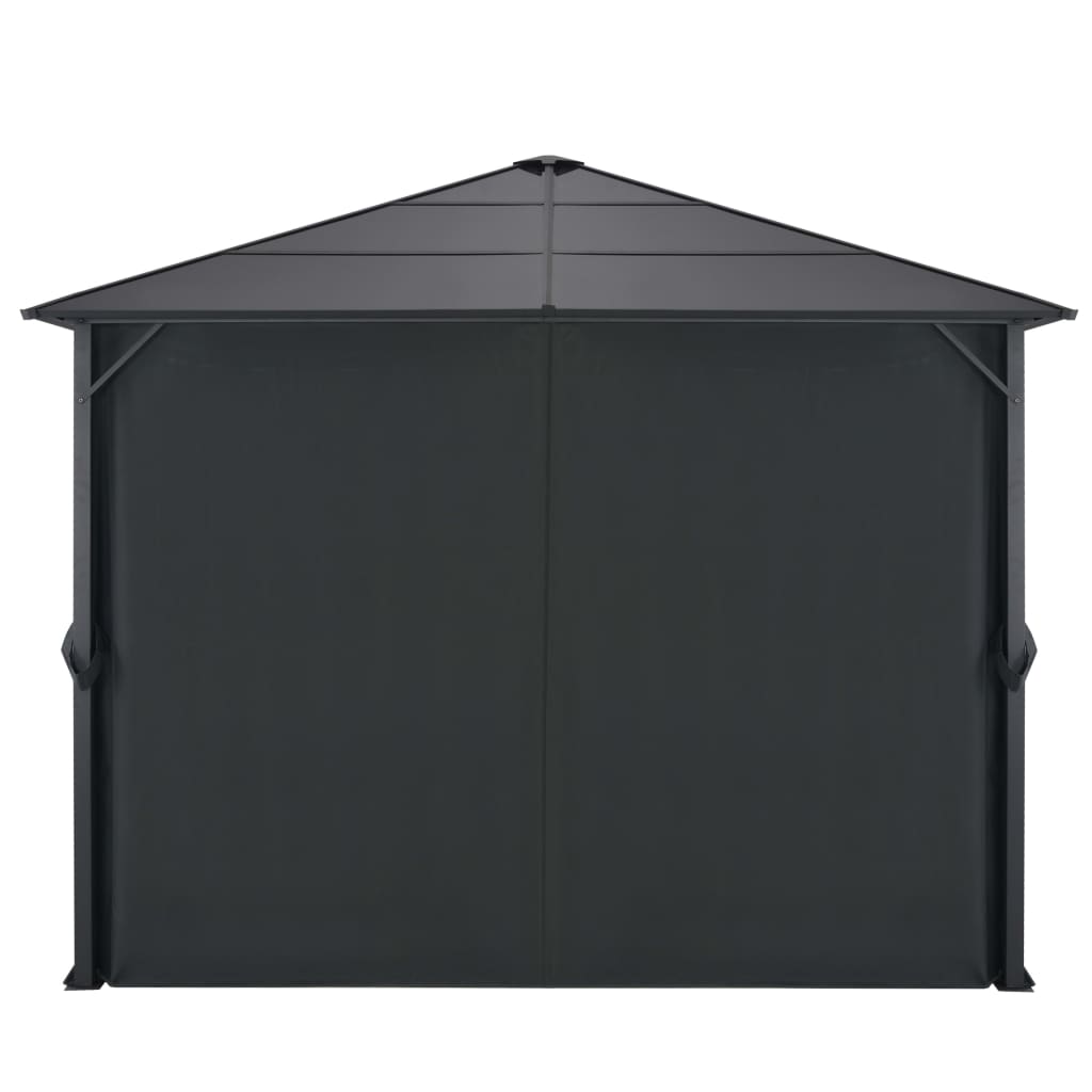 Paviljong med gardin aluminium 3x3 m svart
