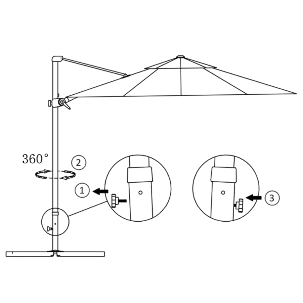 Hengeparasoll med aluminiumsstang 300 cm gråbrun