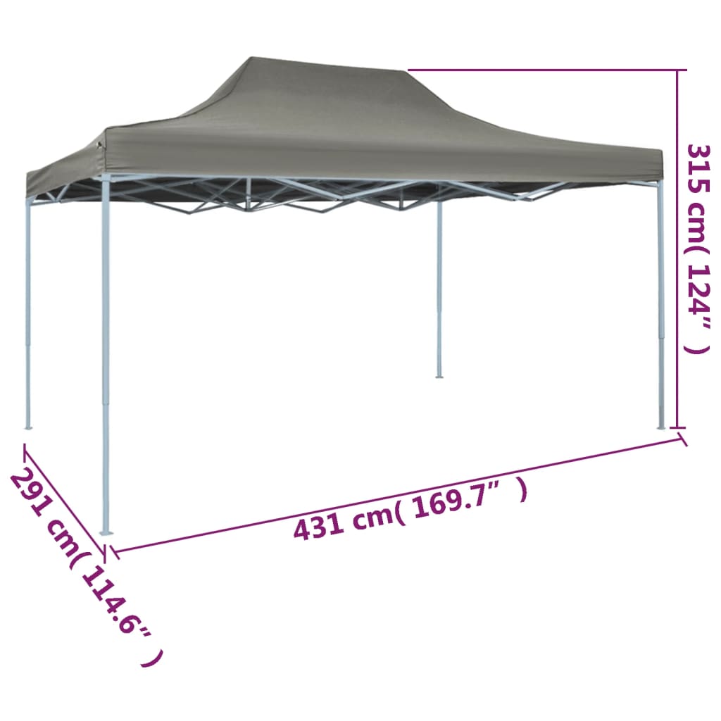 Sammenleggbart telt popup 3x4,5 m antrasitt