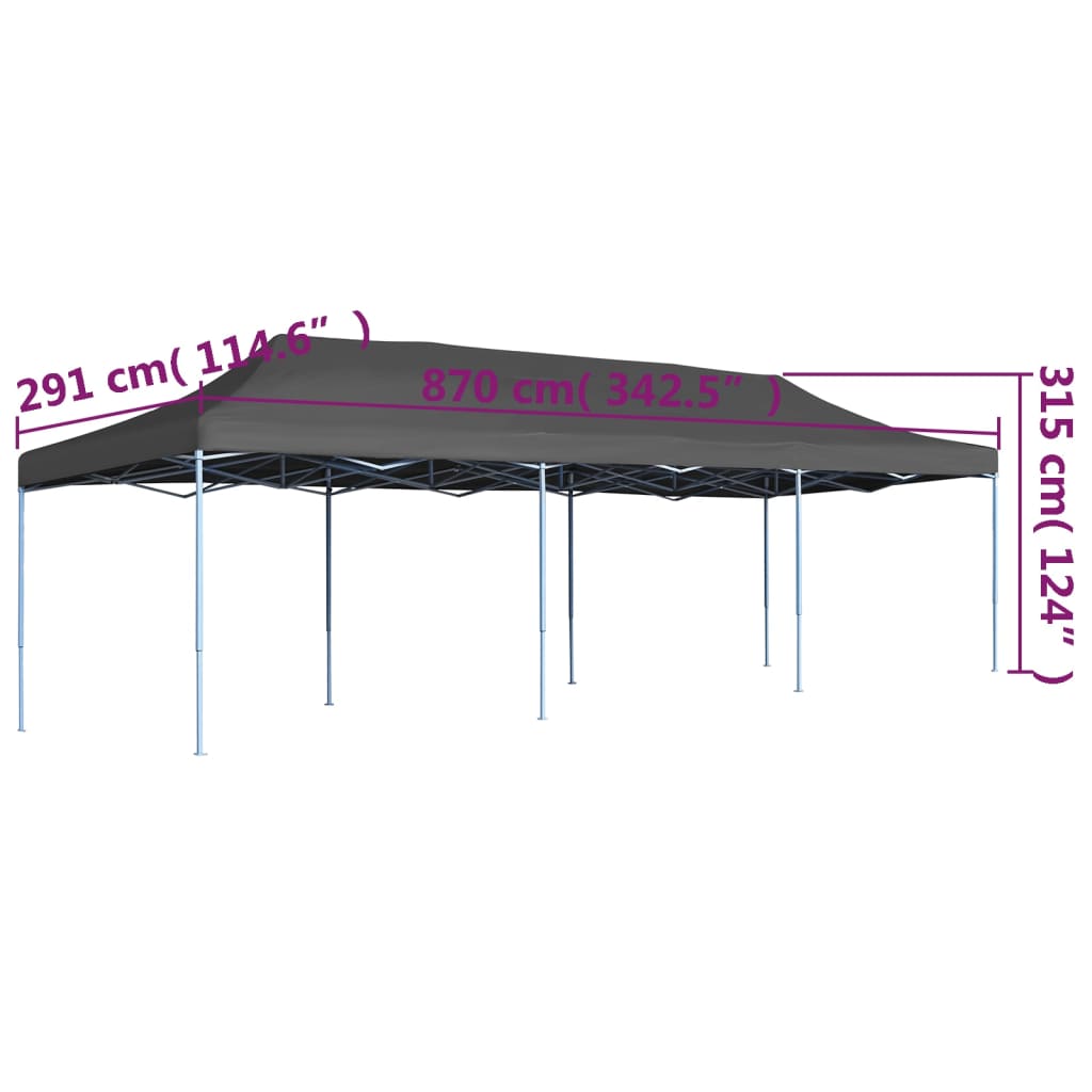 Foldbart popup festtelt 3x9 m antrasitt