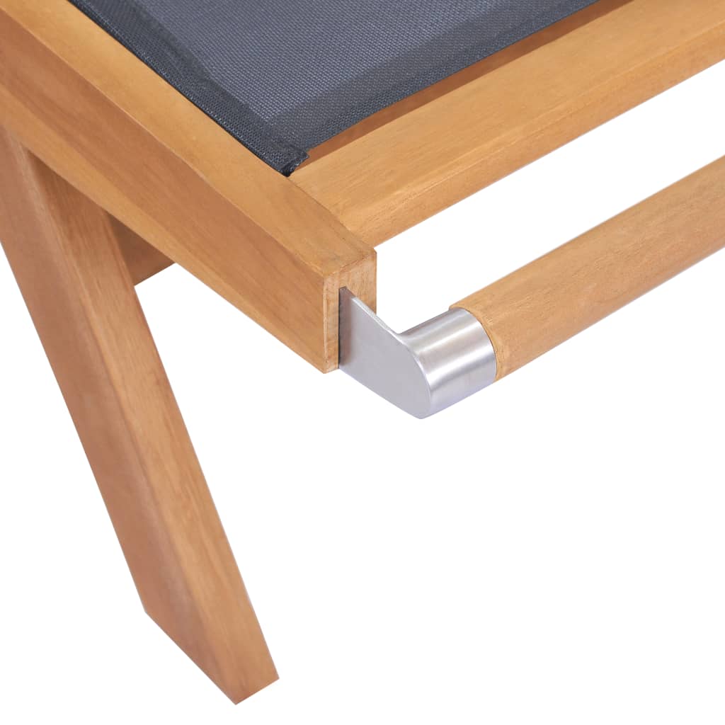 Foldbar solseng med hjul heltre teak og textilene