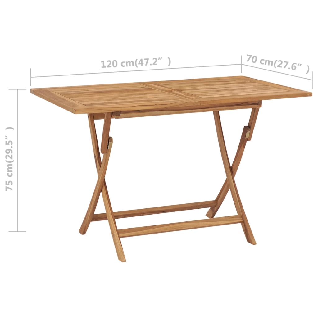 Sammenleggbart hagebord 120x70x75 cm heltre teak