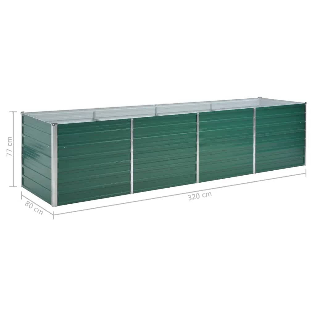Høybed galvanisert stål 320x80x77 cm grønn