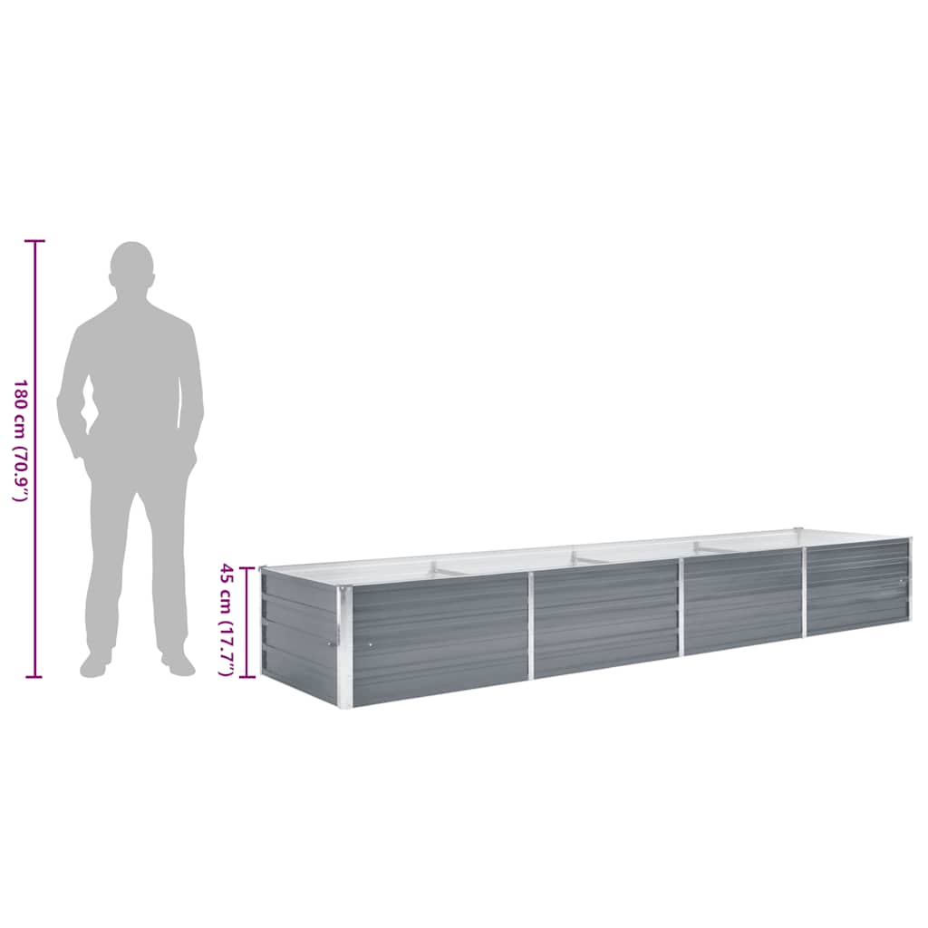 Høybed galvanisert stål 320x80x45 cm grå