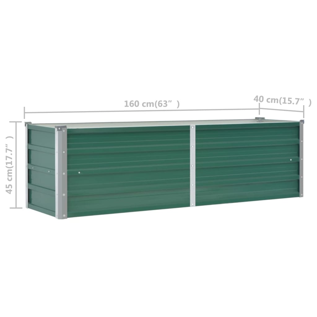 Høybed galvanisert stål 160x40x45 cm grønn
