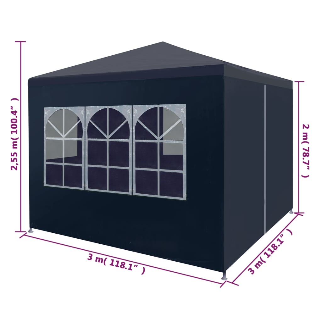 Festtelt 3x3 m blå