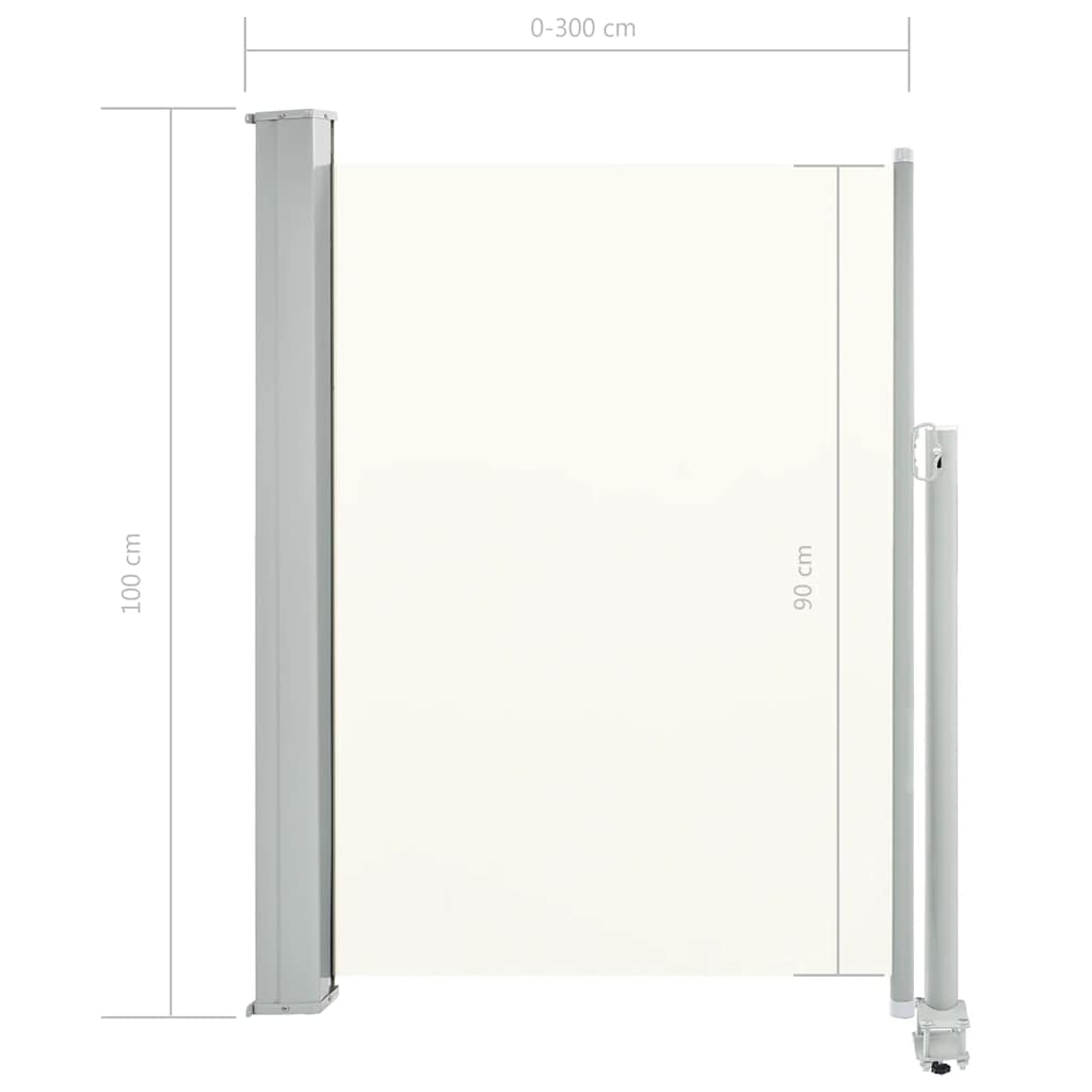 Uttrekkbar sidemarkise 100 x 300 cm kremhvit